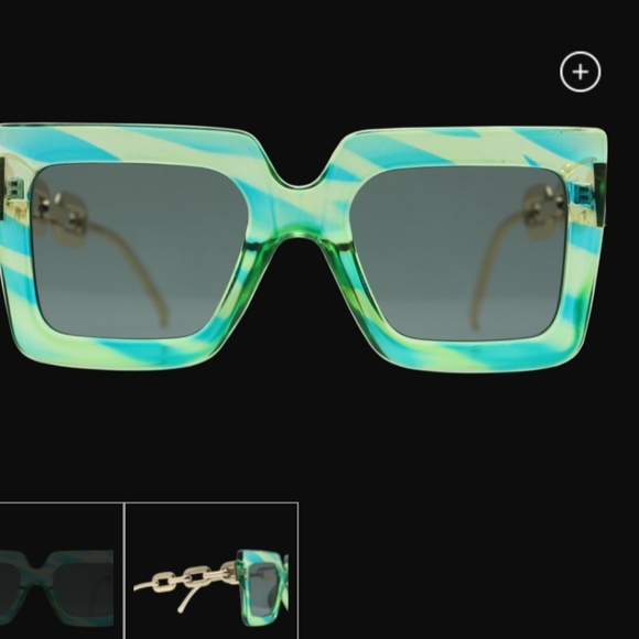 Square Sunglasses. Color green. Chain Temple UV Protection Sunglasses. - Picture 8 of 11